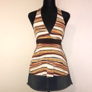V- Neck Striped Halter